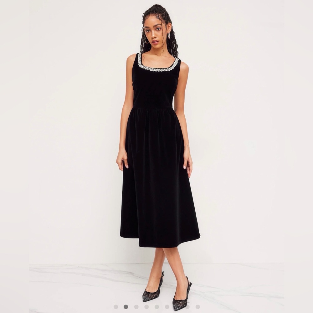 Cider VELVET RHINESTONE RUFFLE MAXI DRESS size L CC20-3